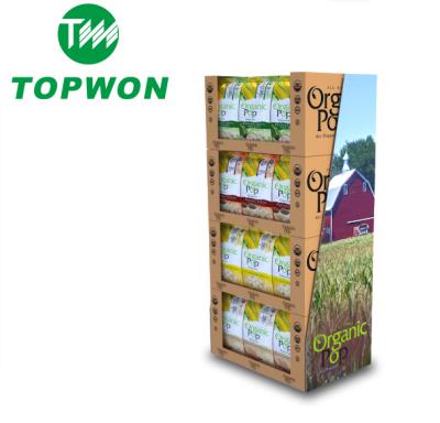 China Topwon POP New Design Eco-friendly Custom Floor Cardboard Stacking Cube Display For Supermarket for sale