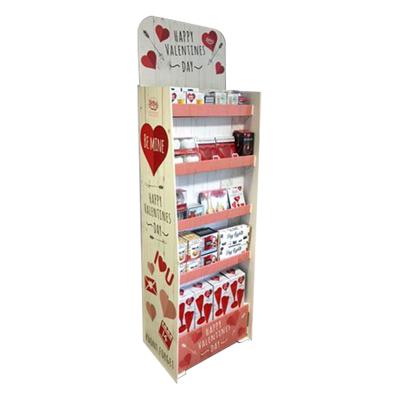 China Topwon Eco-friendly 2021 Promotional Supermarket Pop Cardboard Floor Custom Valentine's Day Gifts Display Stand Racks for sale