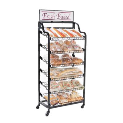 China Eco - Friendly Supermarket Floor Rack Metal Wire Bread Display Stand Stand for sale