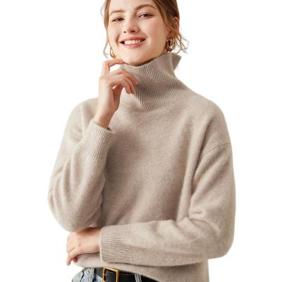 China 100% Custom Wholesale Anti-wrinkle CaiNan Women Cashmere Wool Sweater Turtle Neck Knit Pullover Ribbed Knitwear Luxury Cashmere Sweaters Women for sale