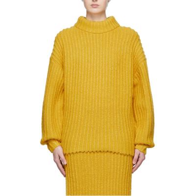 China CaiNan Custom Logo QUICK DRY OEM & ODM Women Sweater Knit Turtleneck Two Piece Sleeve Skirt Set Mid Long Neck Knit Sweater for sale