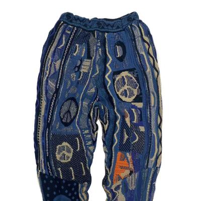 China CaiNan Custom Anti-wrinkle OEM and ODM men knit pants and pants wadding vintage blue knit pants for sale