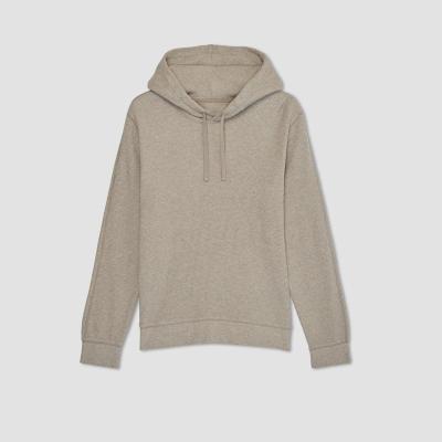 China Anti-wrinkle CaiNan custom soild color men knit hoodie sweater 100% cotton waffle knit hoodie for sale