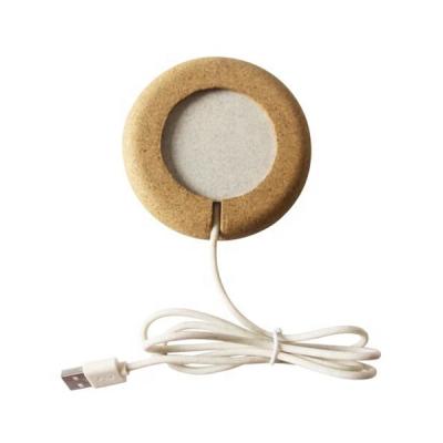 China Round Eco-Friendly Biodegradable Mobile Phone Cork Wood Recyclable Wireless Charging Cell Phone Wireless Charger Pad for sale