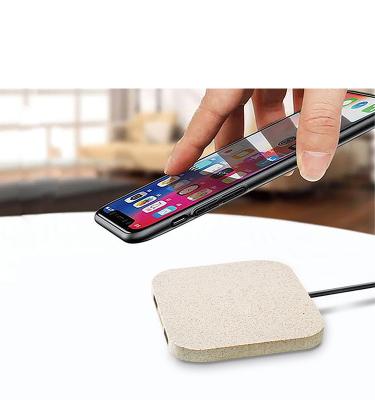 China Mobile Phone Table Cell Phone 5W Wheat Straw Wireless Charger Wireless Mobile Charging Portable Charger for sale