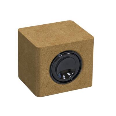 China No Zone Mini Square Wireless Blue Tooth Single Sound Brown Cork Environmental Protection Mini Retro Portable Speaker for sale