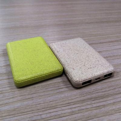 China Straw Charger For Office Travel Fast Charging Wheat Material 5000mah Slim Material Power Bank Degradable Support Small Mini With Custom Package for sale