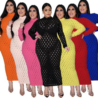 China New Arrivals Sustainable Plus Size Women Clothing 4xl 5xl Solid Crosslinked Long Sleeve Plus Size Dress For Woman for sale