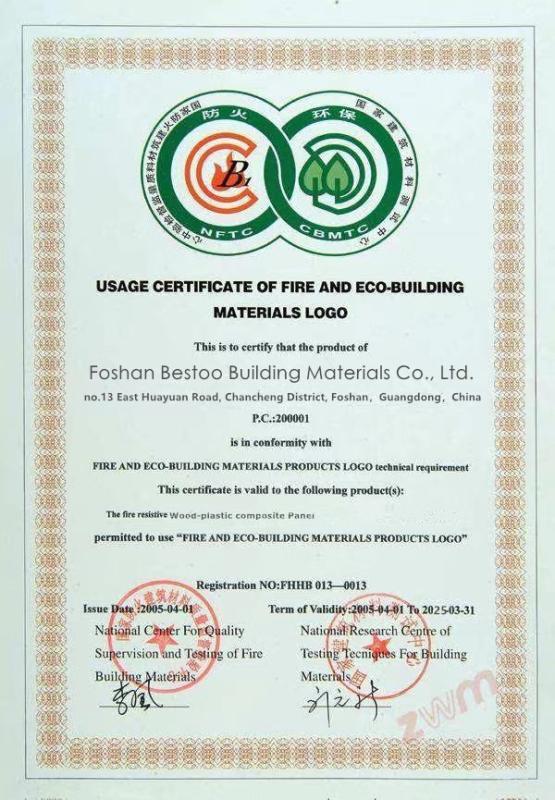 CERTIFIRE - Foshan Besto Building Materials Co., Ltd.