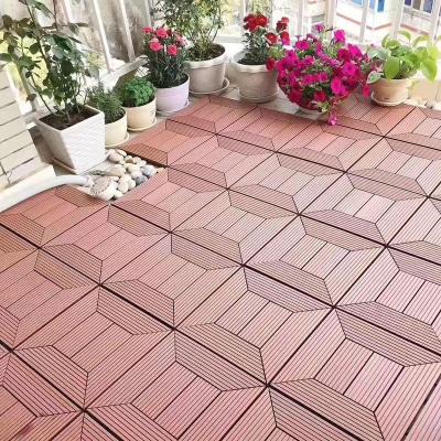 China Modern Easy Install Anti-UV Compound Wood DIY WPC Flooring Deck Patio Tiles Outdoor Decking for sale