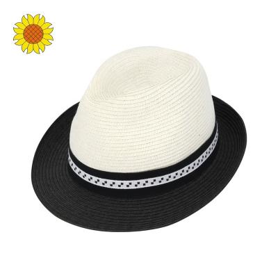 China Custom 2-Tone Thin Paper Trilby Hats Women Men Character Summer Fedora Hat Foldable Beach Sun Panama Hats for sale