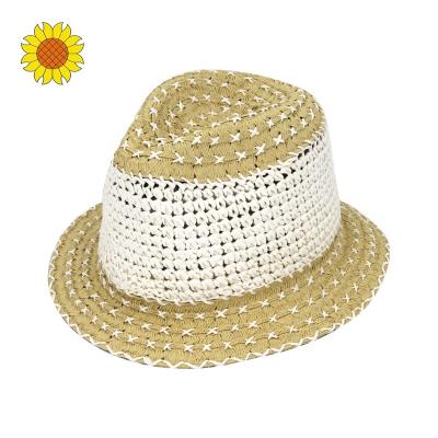 China Character Women Crochet Sun Panama Foldable Paper Hats Trilby Hats Custom Beach Fedora Hats for sale