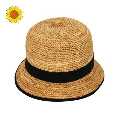 China Character Women Men Crochet Raffia Bucket Hats Custom Logo Designer Beach Fisherman Hats Summer Bucket Hats for sale