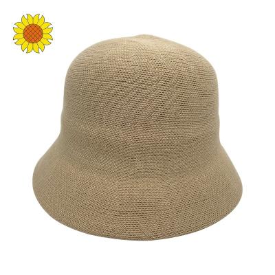 China Character Plain Knitted Custom Designer Outdoor Bucket Hats Logo Women Summer Beach Hats Custom Ladies Bucket Hats for sale