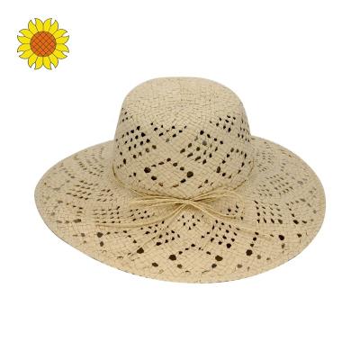 China Aesthetic Character Summer Women Hand - Specially Woven Paper Yarn Unglazed Big Brim Sun Hat for sale