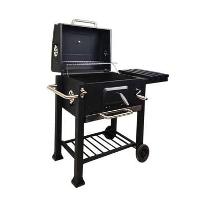 China Adjustable Height Square Iron Charcoal Portable Barbecue Stove Outdoor Garden Grill for sale