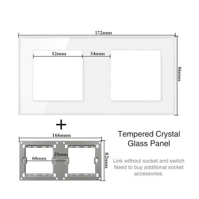 China Residential EU / Multi-Purpose UK 172*86 Tempered Crystal Glass Panel Wall Socket Panel and Dim Current Socket Face Frame and Bracket for sale