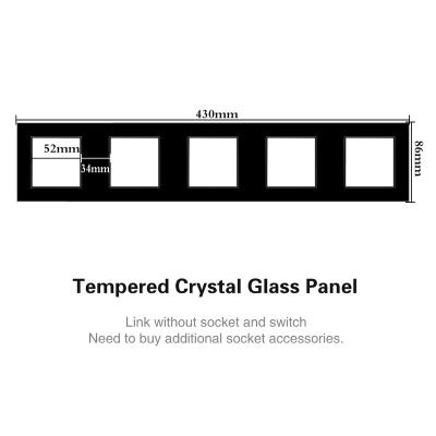 China Residential EU/Multi-Purpose UK 430*86 Tempered Crystal Glass Panel Wall Socket Panel and Dim Current Socket Face Frame and Bracket for sale