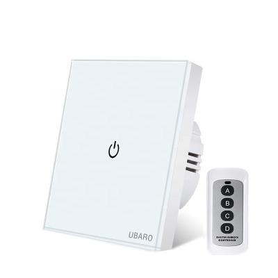 China Smart Home Wireless Remote Control Switch EU Standard CE 433Mhz RF Wireless Control Tempered Crystal Glass Panel Wall Light Touch Switch Remote Sensor Button 1/2/3 Strip for sale