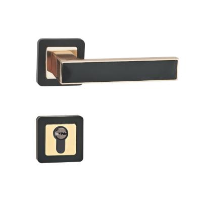 China 2020 Quality-Assured Luxury Black Square Metal Door Handles Lock Set for sale