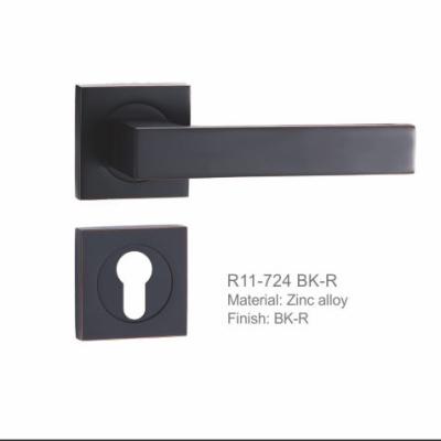 China Hot-selling Good Quality Luxury Zinc Alloy Interior Black Square Door Pull Lever Handle Set For Wooden Doors for sale