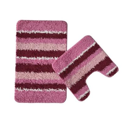 China Durable Anti Slip Mats 2 Pieces PP Fuzzy Toilet Mat Non Slip Bathroom Floor Mat for sale