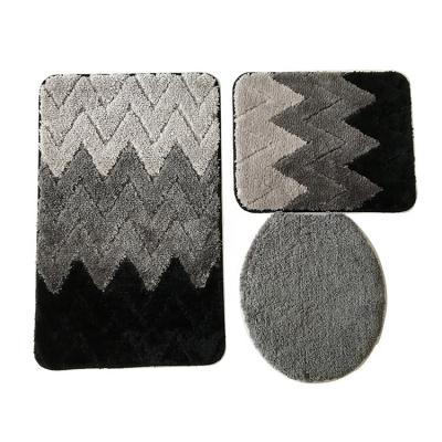 China Sustainable Bathroom Mat Sets Wholesale 3 Pieces Polyester Bath Mat Sets Non Slip Bathroom Floor Mats for sale