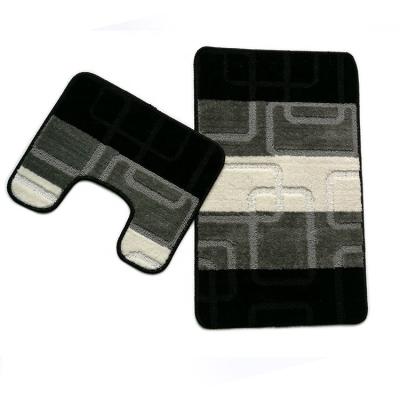 China Durable Rectangle Shaped 2 Piece Bathroom Cover Set Anti Skid Floor Bathroom Mat for sale