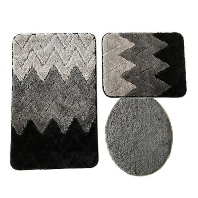 China Three-Piece Non-Slip Absorbent Bathroom Mat Bath Mats Viable Toilet Seat Rug for sale