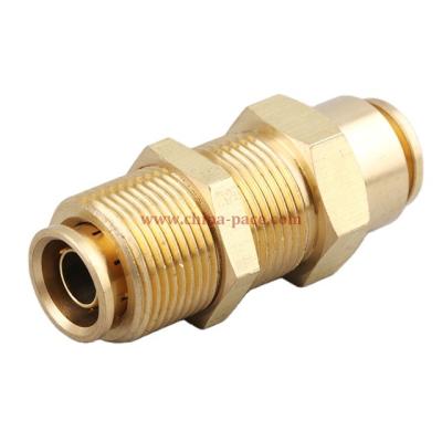 China High Quality SAE J844 Brass Unions China Unions Brass Straight Bulkhead Assembly of SAE J844 For Nylon Tube DOT Press Fittings for sale