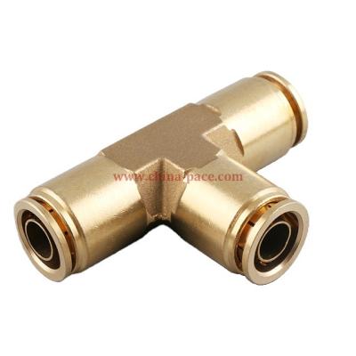 China SAE J844 Equal Tubing Union Tee , Brass DOT Air Brake Fittings For Nylon Tube OD 1/8