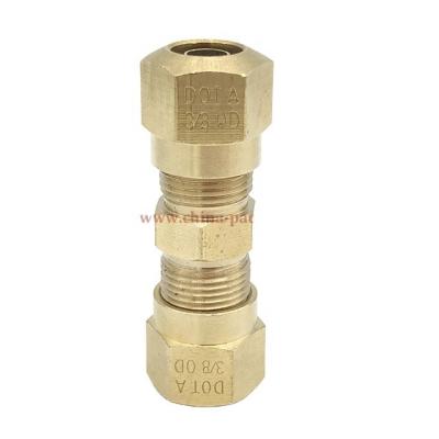 China SAE J844 Tubing 3/8 Inch Union Straight Brass DOT Compression Fittings for sale