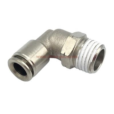 China Factory R Male Thread Elbow Metal Connector Pneumatic Fittings Brass Adapter Push In Fittings for sale