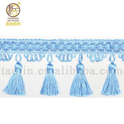 China New Design Sky Blue Loop Fringe Curtain Tassel Fringe for sale