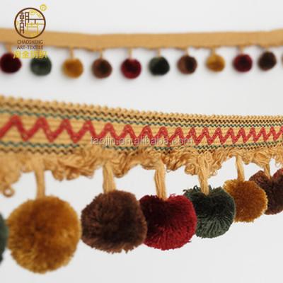 China Cute Colorful Cotton Ball Pom Pom Fringe Trimmings for sale