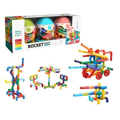 China Develop intelligence 38pcs kids colorful tube rod plastic construction gift diy assemble toy in capsule for sale