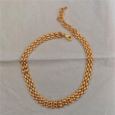 China High End Link Chain Lead Free Nickel Free Chunky Chain Brass Statement Necklace 18K Gold Finish for sale