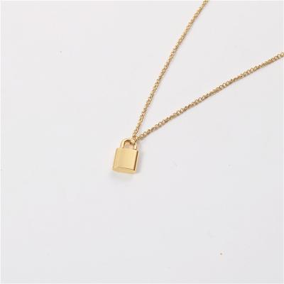 China 18K End Hihg Stainless Steel Padlock Necklace Lead Free Fast Shipping Nickel Free Gold Plated Tarnish Pendent Jewelry for sale