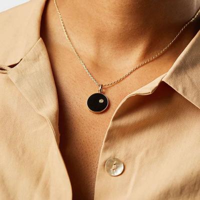 China Wholesale Fashionable Black Enamel Necklace Stainless Steel Necklace Jewelry Pendant Lead Free Nickel Free for sale