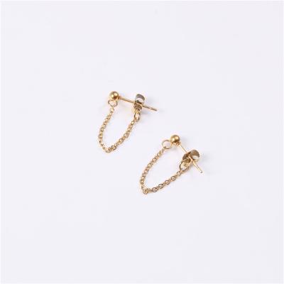 China Lead Free Nickel Free 18K PVD Gold Plated Trendy Tasty Chain Earrings For Women Stainless Steel Stud Earrings Wholesale for sale