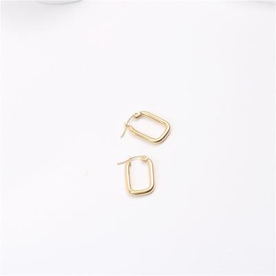 China Lead Free Nickel Free 18K Gold Plated Simple Stainless Steel Hoop Earring Minimalist Earring Gold Jewelry Gift For Women for sale