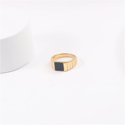 China ONYX Rings Black Lead Free Nickel Free Stainless Steel Unisex Rings Couple Rings Gold Jewelry for sale