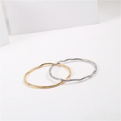 China Wholesale Lead Free Nickel Free Stainless Steel Irregular Bangle Bracelet Stainless Steel Trendy Jewelry for sale