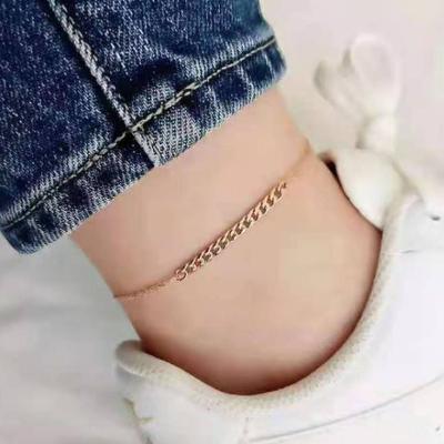 China High End Lead Free Nickel Free PVD 18K Gold Plated Cuban Jewelry Women Stainless Steel Anklets Chain Trendy Jewelry for sale