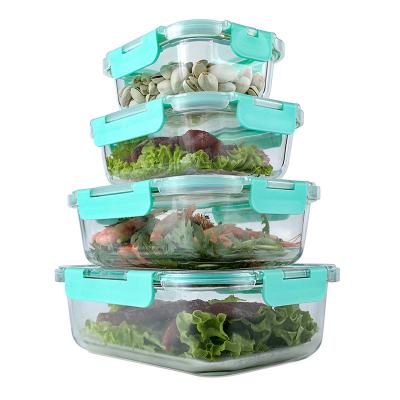 China CLASSIC High Quality Glass Meal Prep Containers  Compartment Food Containers Glass Lunch Box With Lock for sale