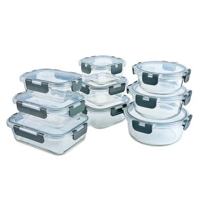 China CLASSIC ECO-friendly Plastic-Free Quality Buckle & Silicone Seal Leakproof glass Bento Lunch Box Lunch Container for sale