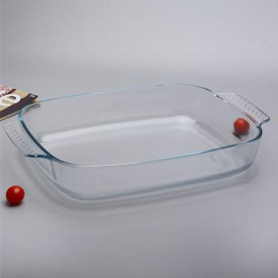 China Sustainable High Quality Cost Effective Cake Microwave Salad Bowl Baking Tray Borosilicate Glass Bakeware for sale