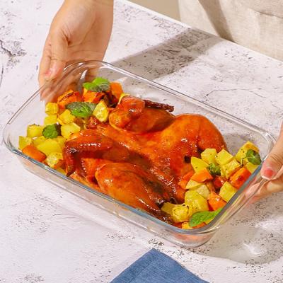 China Sustainable High Quality Tempered Glass Baking Tray Borosilicate Glass Bakeware Pan for sale