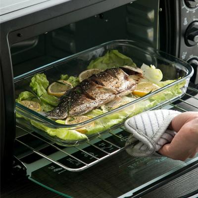 China Sustainable Microwave Oven Safe Wholesale Glass Baking Dish Heat Resistant Home Used Borosilicate Glass Baking Pan for sale