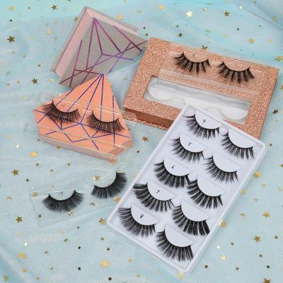 China Wholesale Custom Long Packaging Natural Eyelash Lash Box Natural False Silk whips 3d volume silk eyelashes for sale